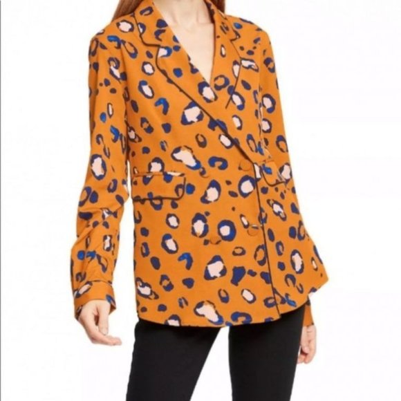3.1 Phillip Lim for Target Jackets & Blazers - 3.1 Phillip Lim for Target Women SZ XS Blazer Jacket Leopard Print Orange & Blue